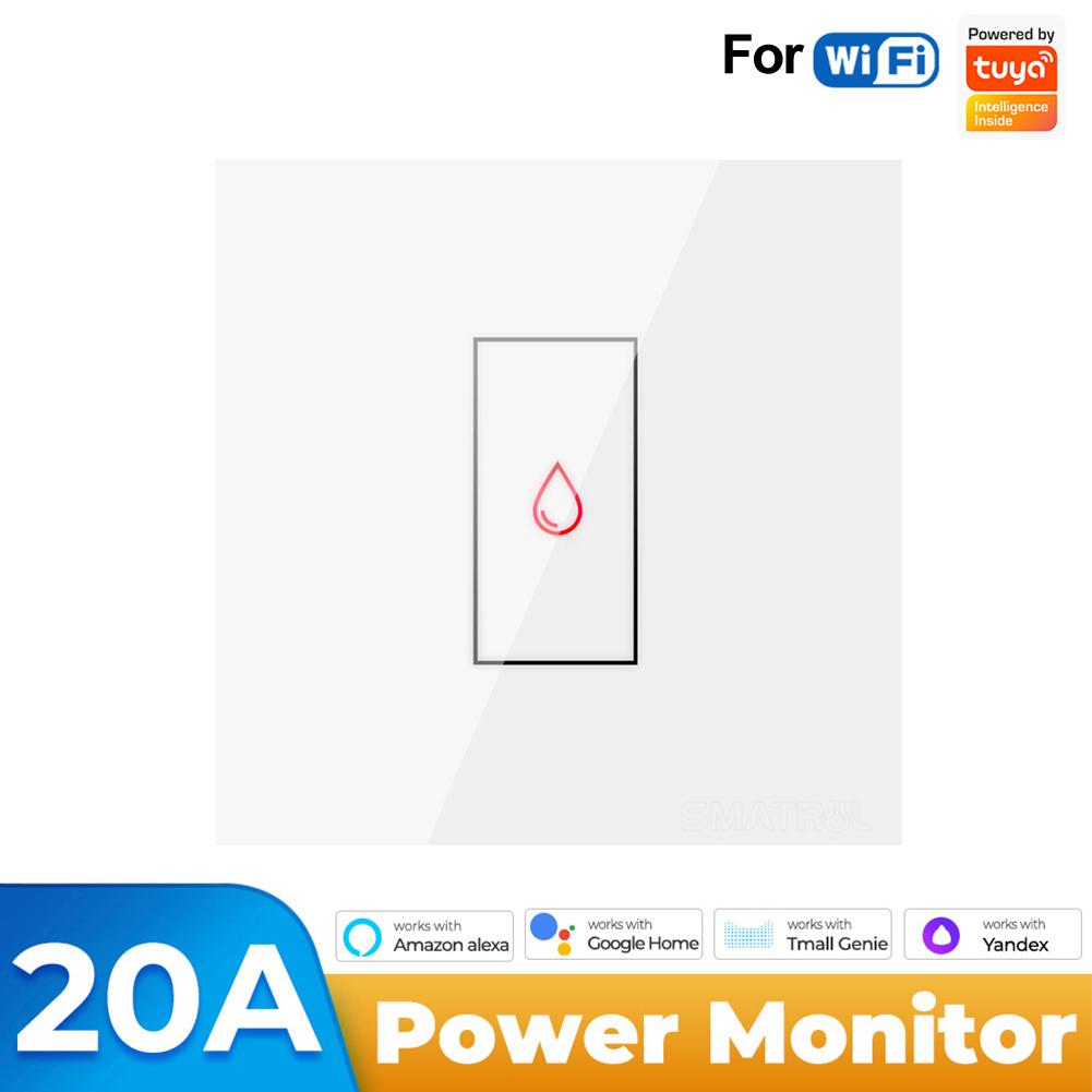 

Remote Control Wifi Switch for 20A Power Monitoring of Water Heaters and Air Conditioners with App and Voice Control білий