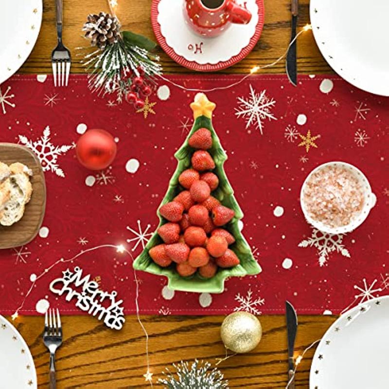 Red Santa Bell Table Flag Snowflake Merry Christmas Table Flag Outdoor Family Party Kitchen Table Decoration Table Flag