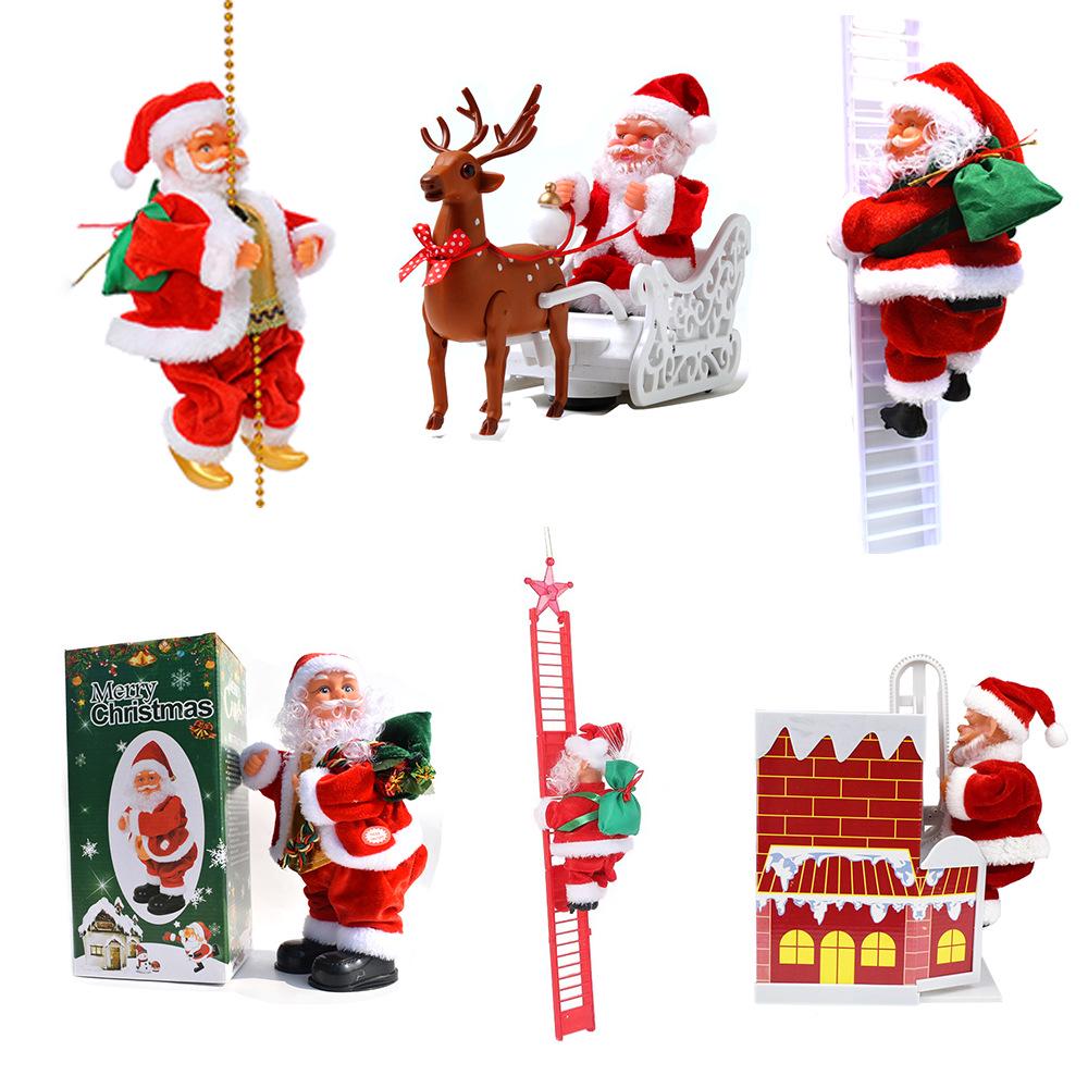 Electric Musical Climbing Santa & Reindeer Cart – Creative Christmas Decoration & Gift