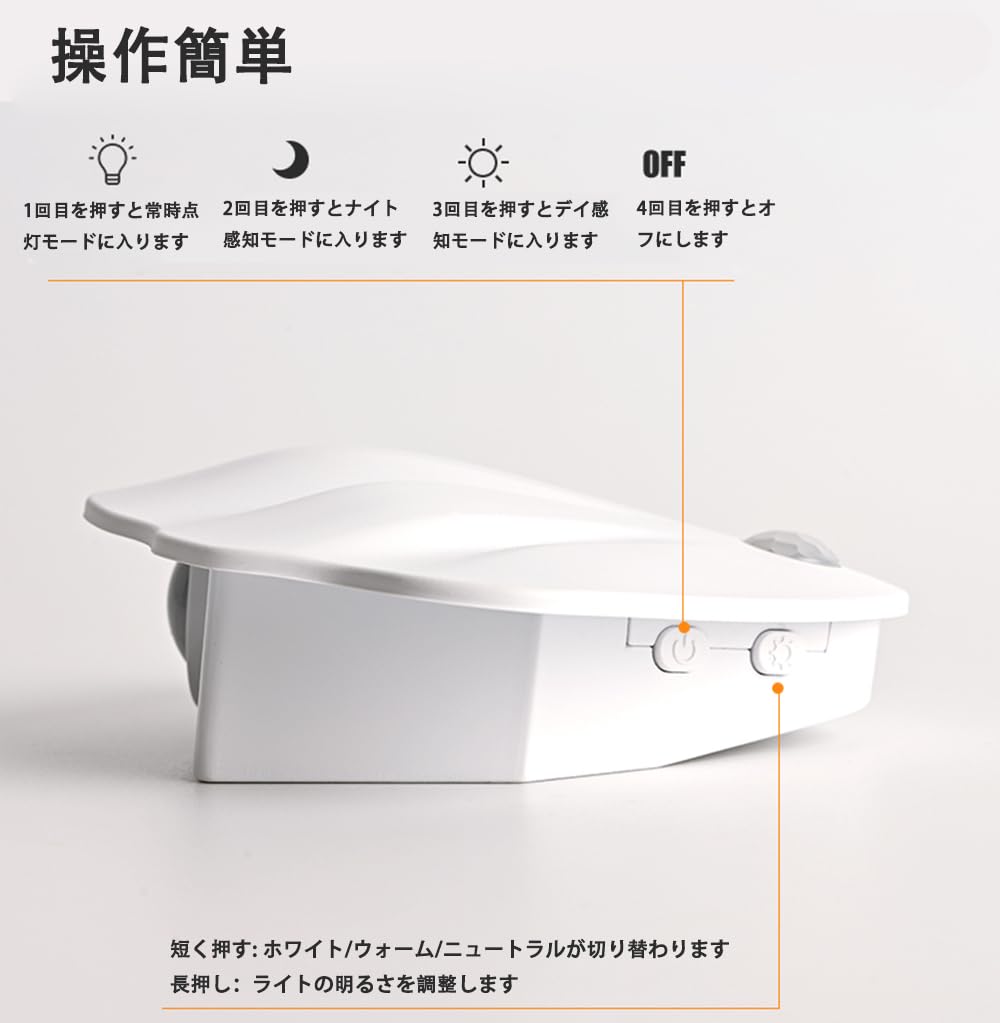 LADWOKFI of Motion Sensor Nursing Stylish Indirect LED 3 Stepless Bedroom Bedside Sensor Decorative Entrance White [Set 2] Light, Indoor/Entrance