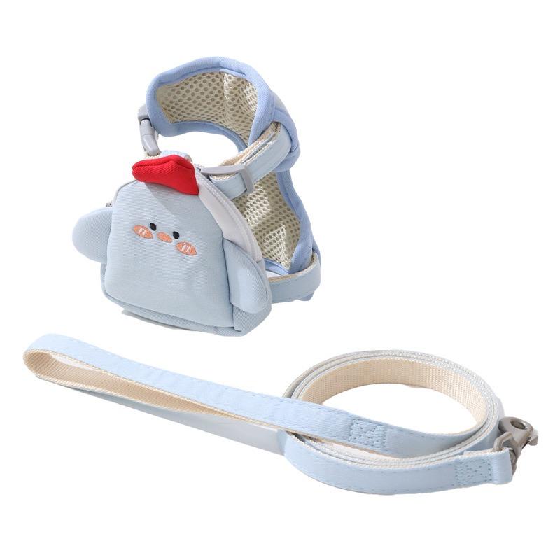 Cat Leash, Anti-escape Cartoon Embroidered Backpack, Chest and Shoulder Strap, Adjustable Cat Leash for Pets