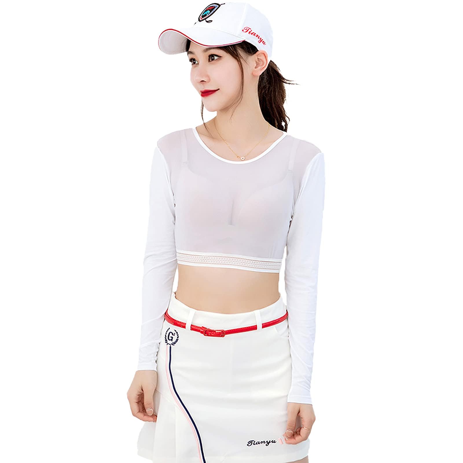 

Гольф Внутренний УФ Длинный Рукав Прохладная Одежда для Гольфа для Пота Быстрая Спортивная Солнцезащитная Наружная [STARRYDANCE] Женская Футболка, Защита, Рукав, Накидка, Ощущение, Женская, белый