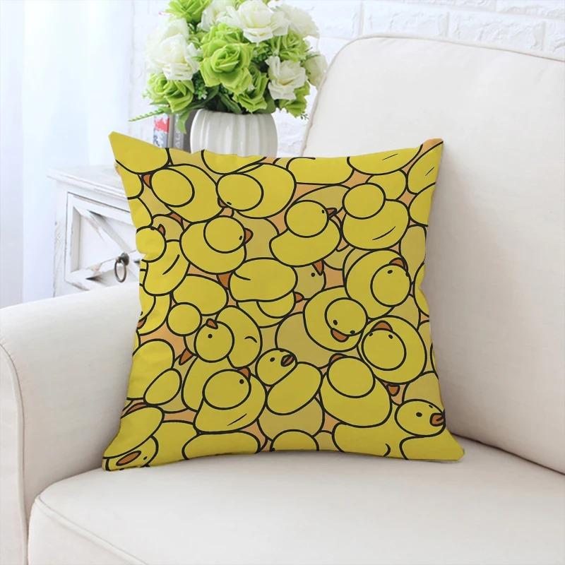 Cute Little Yellow Duck Pattern Pillowcase Car Ornaments Office Living Room Sofa Home Pillowcase