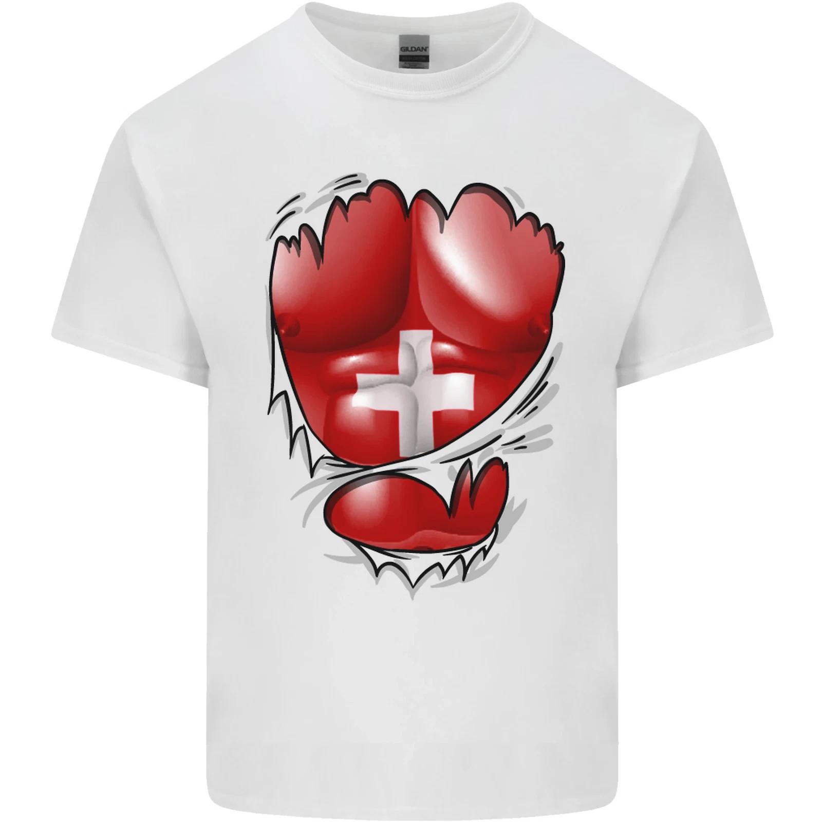 Gym Swiss Flag Ripped Muscles Switzerland Kids T-Shirt Childrens S