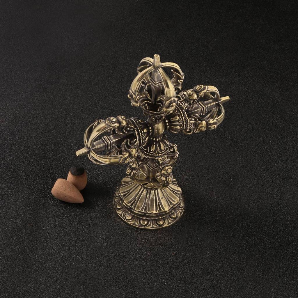 Scent Burner Holder with Pedestal Base BrassToned Stand Ornate Ornament for