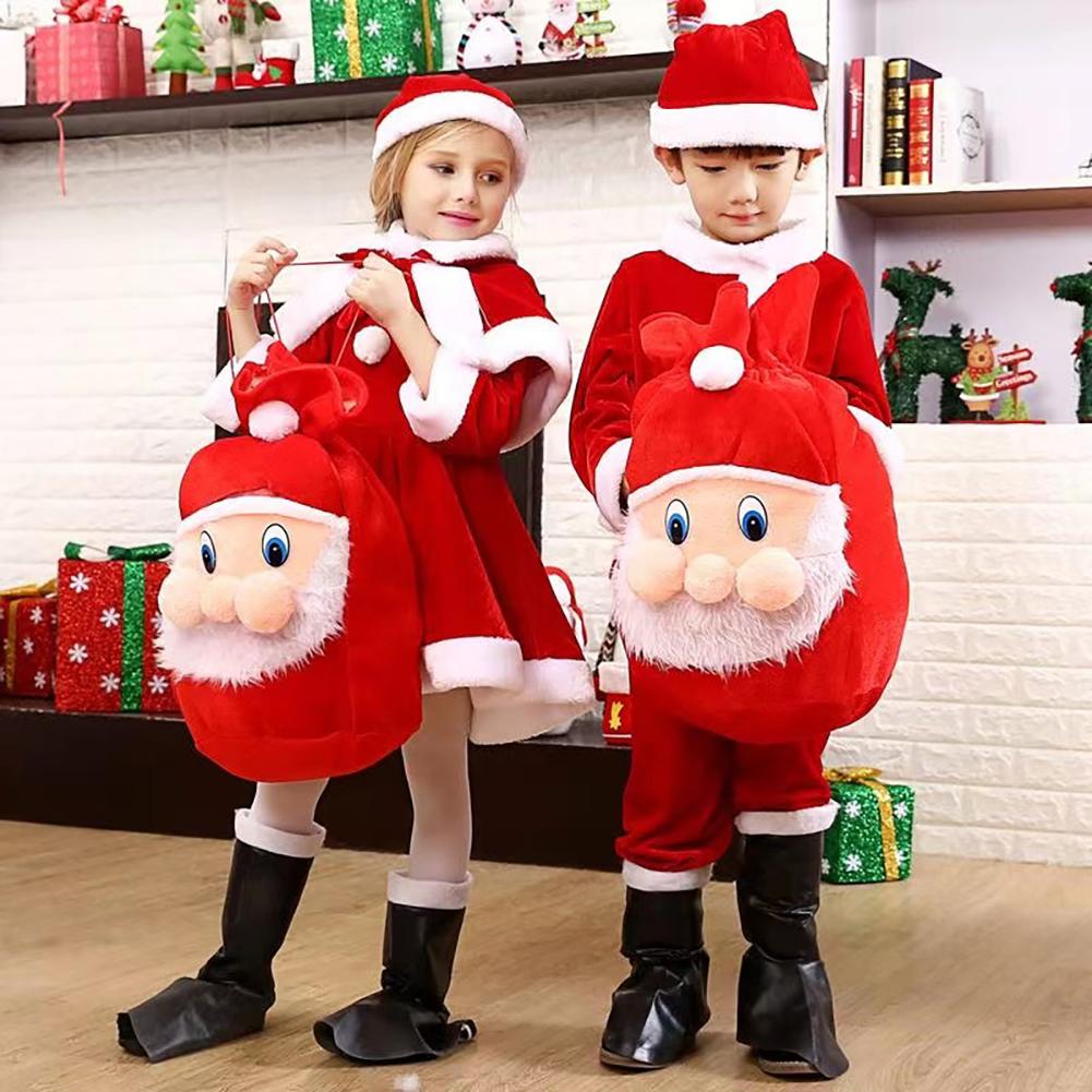 Christmas Gift Bag Santa Face Festive Party Favor Bag Stocking Alternative Kids Xmas Party Bag Backpack Christmas Goodie Bag