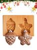 Wooden Cookie Molds 3D Embossing Stamps Baking Tools Kitchen Supplies for Christmas Gingerbread Clay Craft DIY Pastry Making