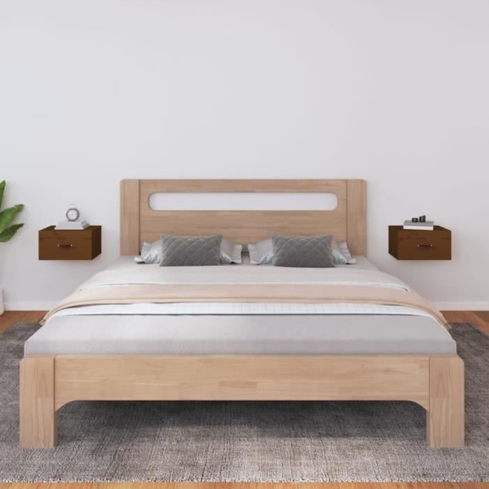 820993 vidaXL Tables de chevet murales 2 pcs Marron miel 40x29,5x22 cm