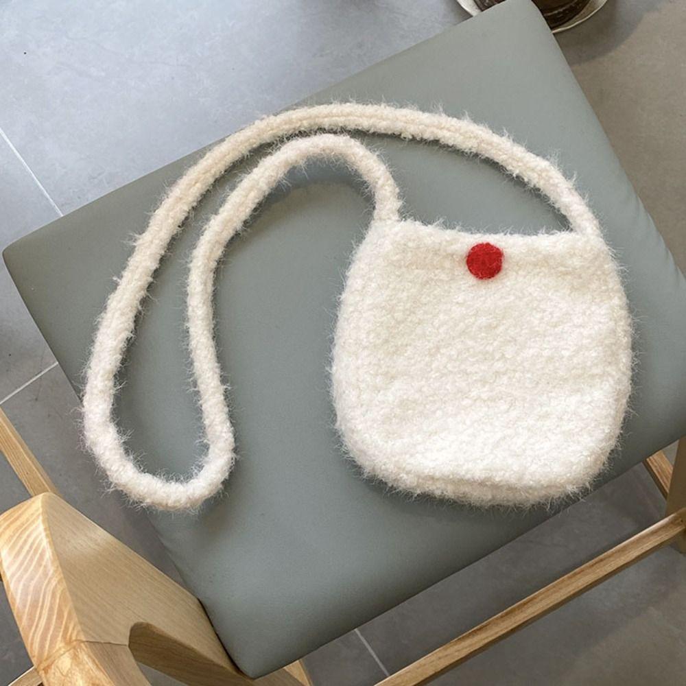 Soft Women Bucket Bag Sweet Winter Shoulder Bag Fashion Plush Crossbody Bag  Travel