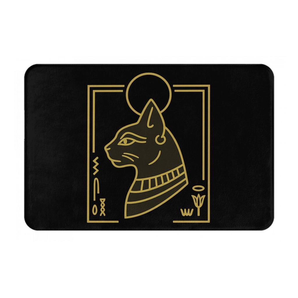 Egyptian Mythology Black Cat Non-slip Doormat Floor Mat Sand Scraping Carpet Rug for Kitchen Entrance Home Balcony Footpad Mats
