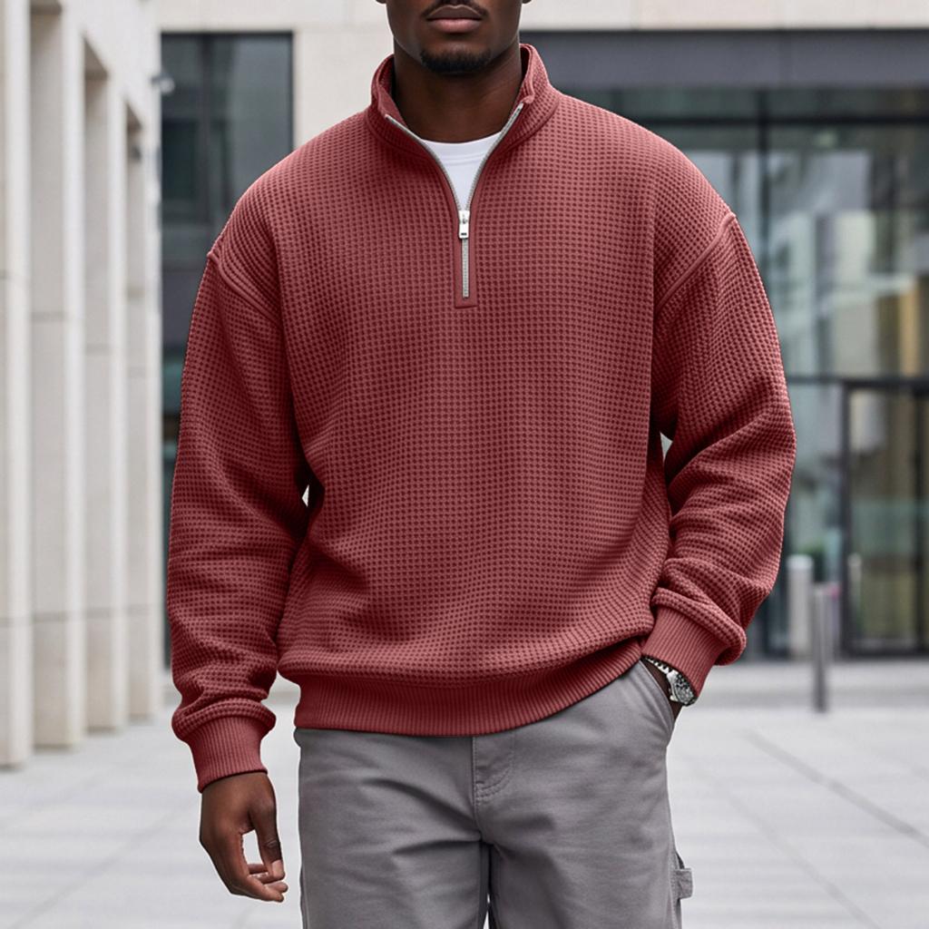 Men's Casual Half Zip Stand Collar Pullover Sweatshirt