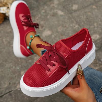 Fashion New Casual Flats Canvas Sneakers Women Outdoor Solid Color Shallow Sports Shoes Tennis Female Streetwear Lace Up Vulcanize Shoes