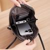 New Lychee Pattern Soft Leather Vertical Zipper Mobile Phone Bag Niche Design Large Capacity Women's Shoulder Messenger Bag