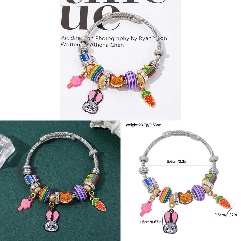 Zootopia Cartoon Animal City Jewelry Heart Shape Charm Bracelet For Travel Gift