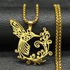 Flower of Life Hummingbird Stainless Steel Pendant Necklace for Women Men Animal Birds Chain Jewelry Accessory