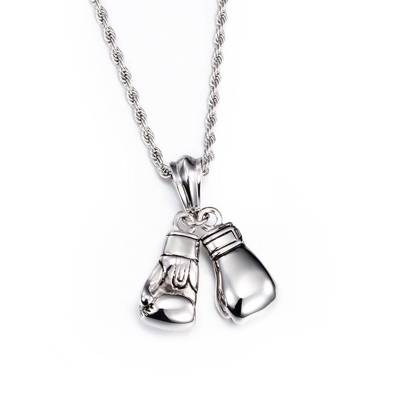 European & American Trend Men's Titanium Steel Boxing Gloves Pendant Necklace