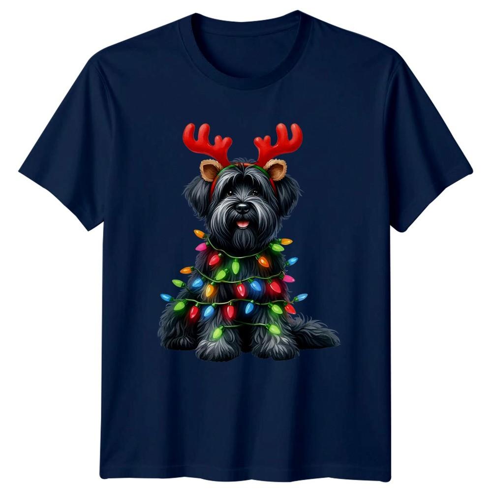 Christmas Dog Reindeer Antlers Holiday Lights Unisexs Unisexs Graphic Tee