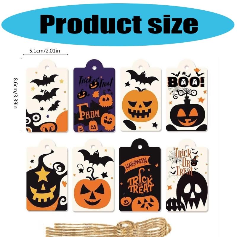 80Pcs Festival Hanging Label Set with String Light Weight Hanging Signs for Candy Cookie Goodie Bags Wrapping Hanging