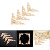 4pcs Wooden Onlay Applique for Furniture, Carved Wood Corner Decals for Mirror Bed Door Cabinet, Flower Shape Unpainted Wood Decor(12x12cm/4.7x4.7in)