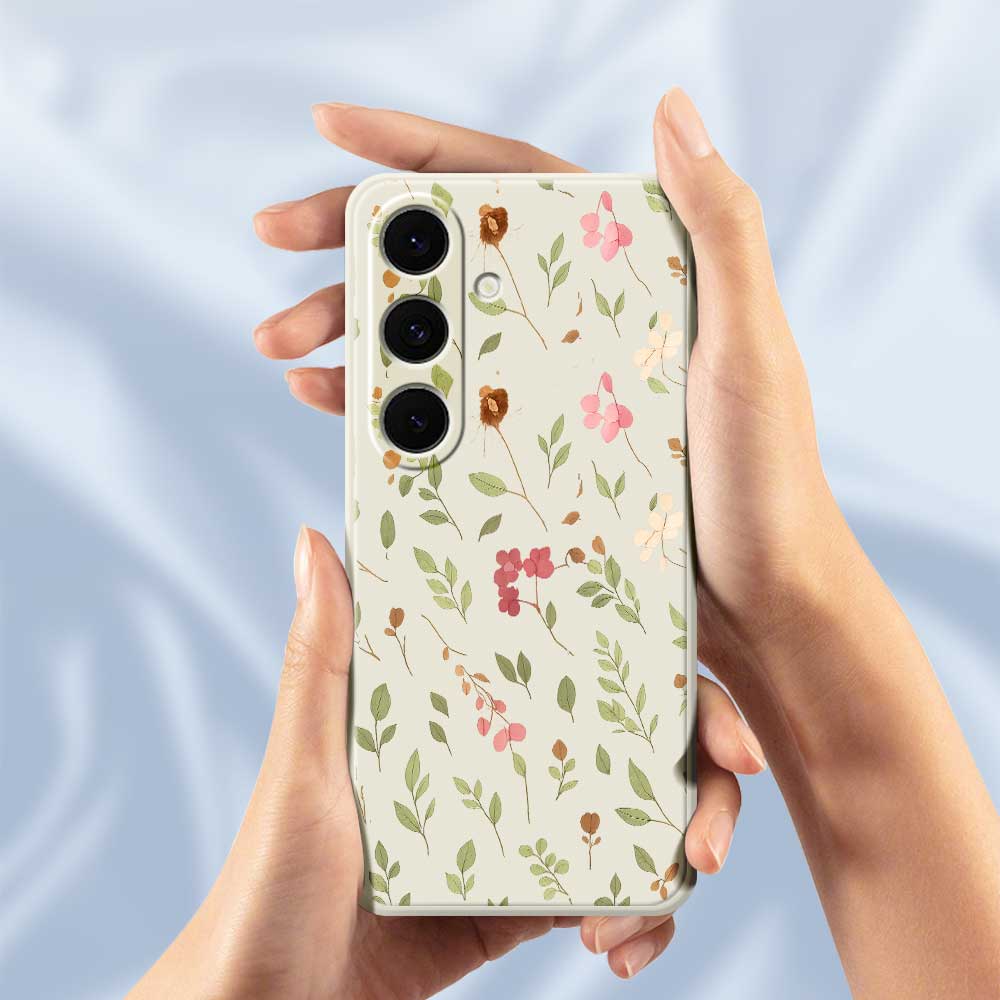 For Samsung Galaxy S25+ Case Small Flower Leaves Pattern Printing Straight Edge TPU Phone Back Cover