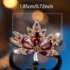 Crystal Female Red Zircon Stone Tree Leaf Engagement Ring Vintage Gold Color Wedding Bands Jewelry For Women Men
