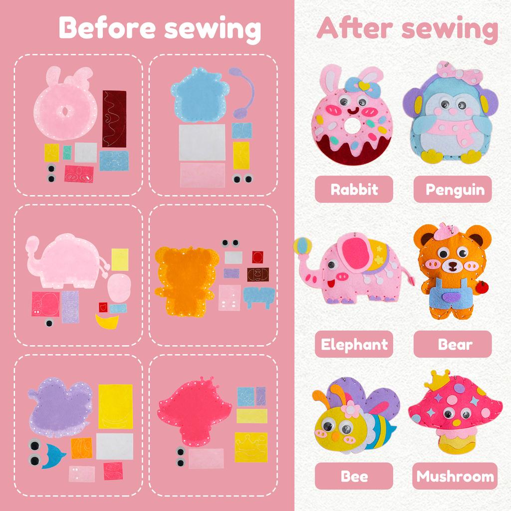 Toy Sewing Kit Easy Sewing Doll Kit for Beginner Handcraft Sewing Fun Learn To Sew Colorful DIY Handcraft Sewing Fun Kits