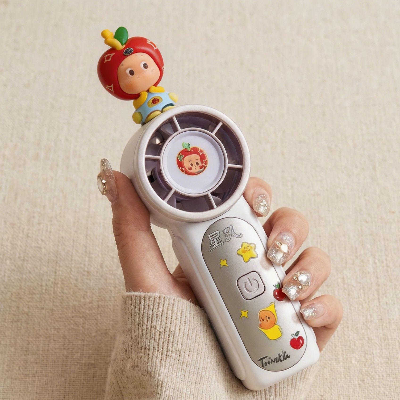 Cute Star Doll Handheld Mini Fan, USB Rechargeable Portable Summer Outdoor Cooling Pocket Fan