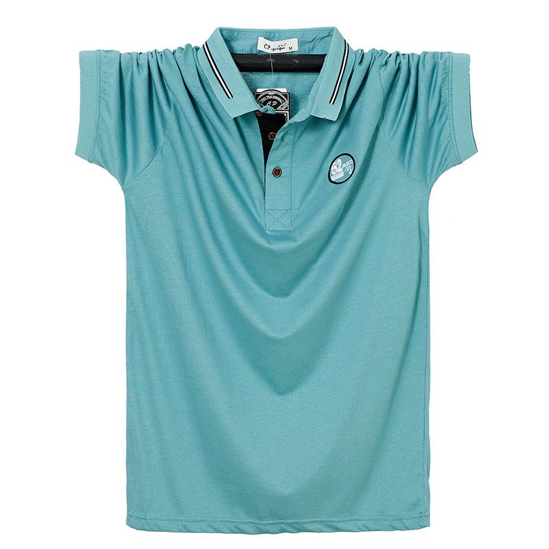 

Новая летняя мужская рубашка поло с лацканами плюс толстая футболка с короткими рукавами, повседневная деловая одежда 6XL зелёный/синий