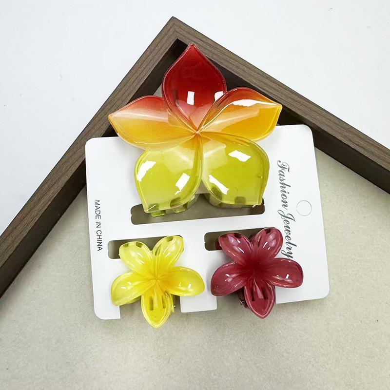 Sada skřipců do vlasů s frangipani: Květinové vlasové doplňky s imitací mramoru pro módní svátky