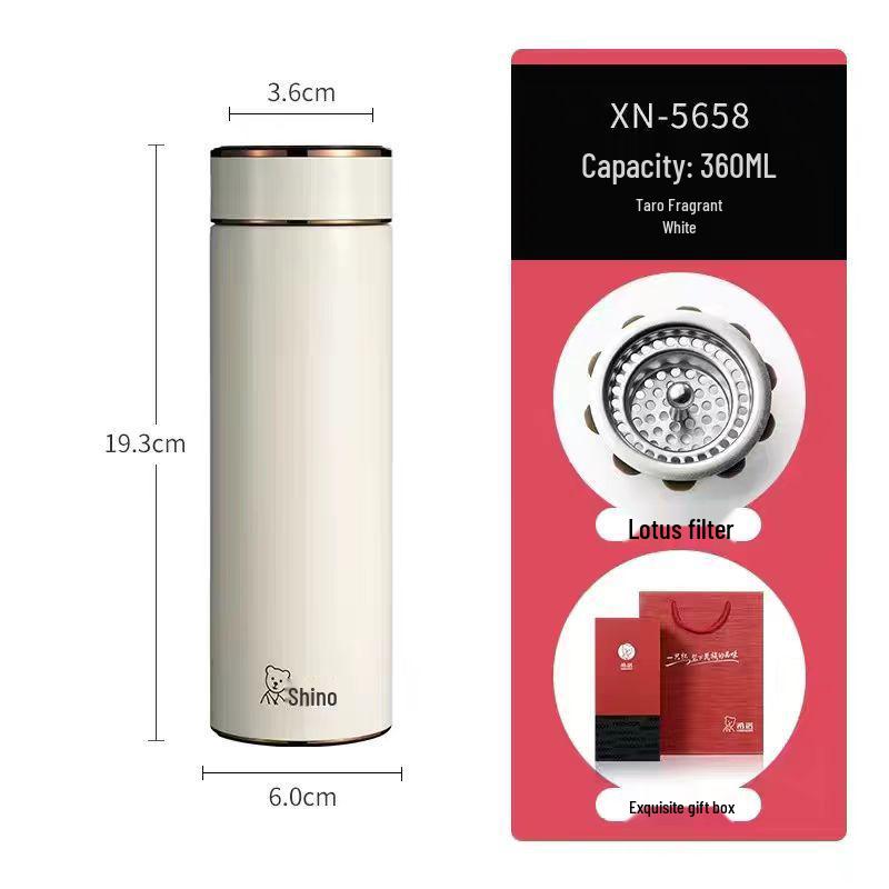 Xinuo Vacuum Insulated Water Bottle with Filter, Stylish for Men & Women - Perfect for Office, Car, Home.