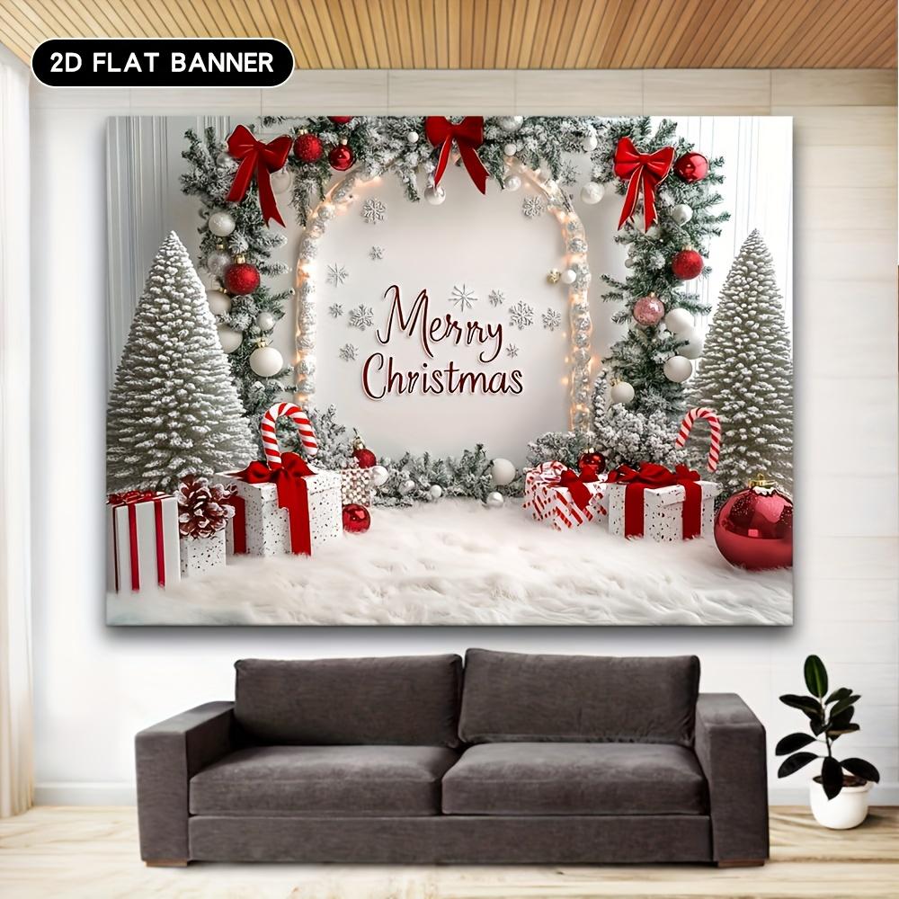 

VIKAMA Christmas Tapestry Machine Washable Pine Branch Snowflake Print Wall Tapestry Living Room Bedroom Background Wall Decor 74x94cm(29x37in)