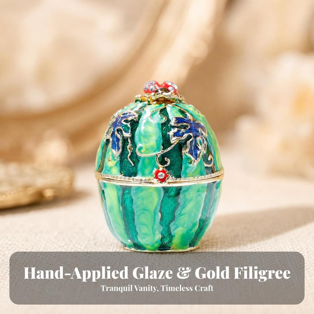 Egg-Shaped Jewelry Box Decorative with Hinged Lid Elegant for Vanity