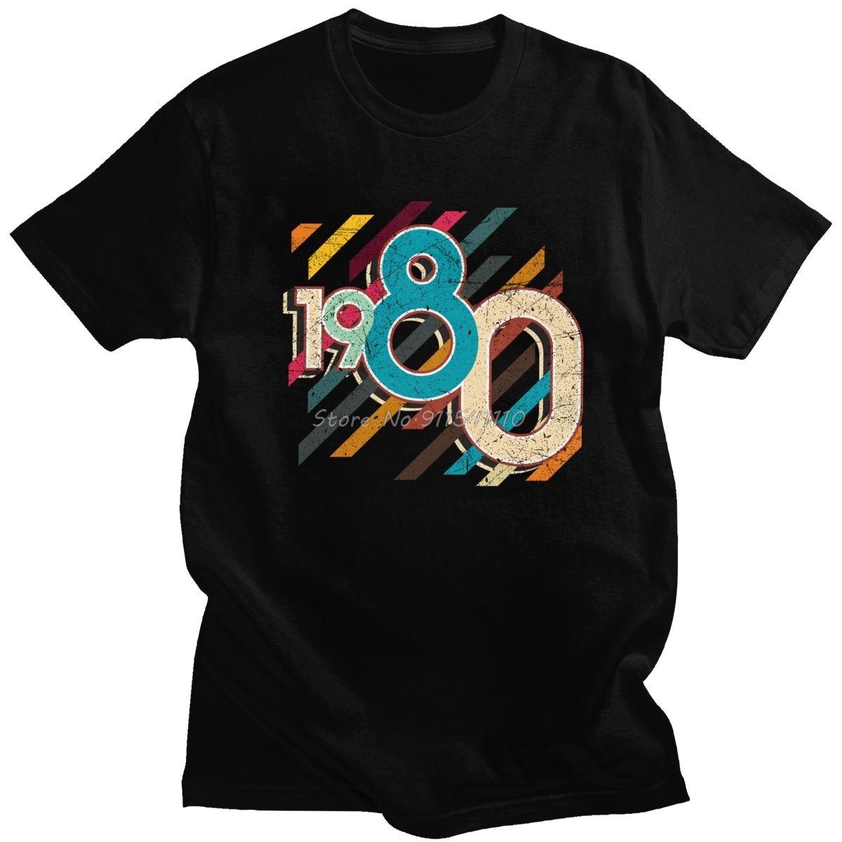 

Trendy Men s Retro Vintage Born In 1980 tShirt Cotton Tshirt Summer Unisex Oversized Tee Top Birthday Gift T-Shirt Men Clothing 5XL різнокольоровий