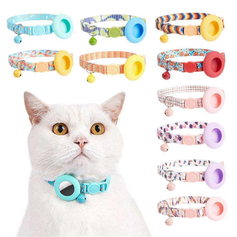 Adjustable Cute Tracker Protective Cover Cat Collar GPS Tracker Protective Cover Colorful Neck Pet Cat Positioning Collar for Airtag Pet Collar