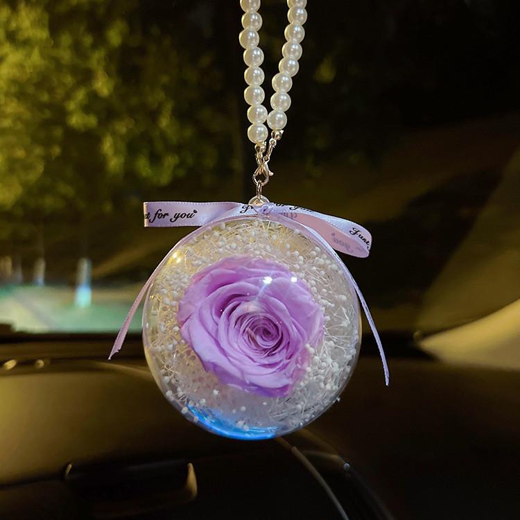 Eternal Flower Rose Ball Car Pendant In Various Colors Stylish Car Interior