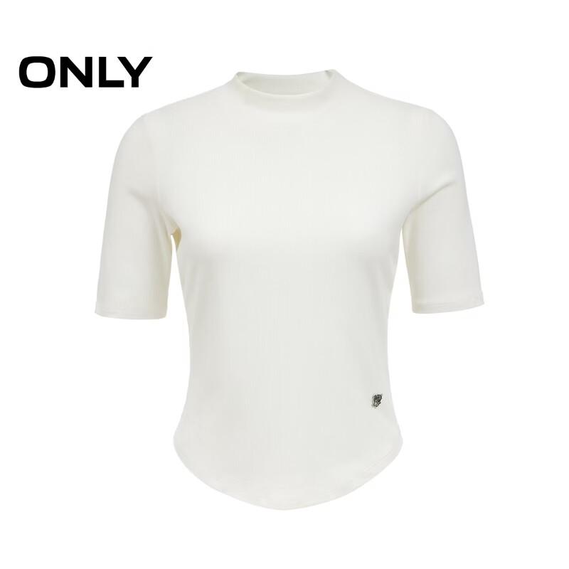 ONLY Women's Lycra Antibacterial Semi-High Collar Slim Fit T-shirt