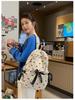 Women's Large Capacity Corduroy Backpack - Stylish, Lightweight, Casual School Bag with Bow for Junior High Students
