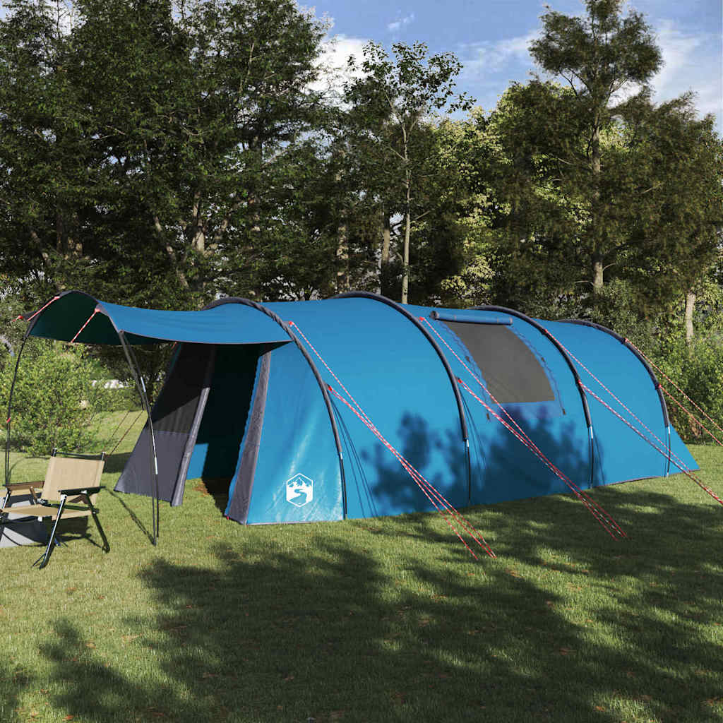 4 Person Tunnel Tent with Roof Blue and Grey 740 x 370 x 220 cm