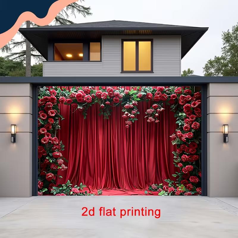 

2D Red Rose Curtain Photography Background for Garage Door 47.2x31.5inch/120*80cm