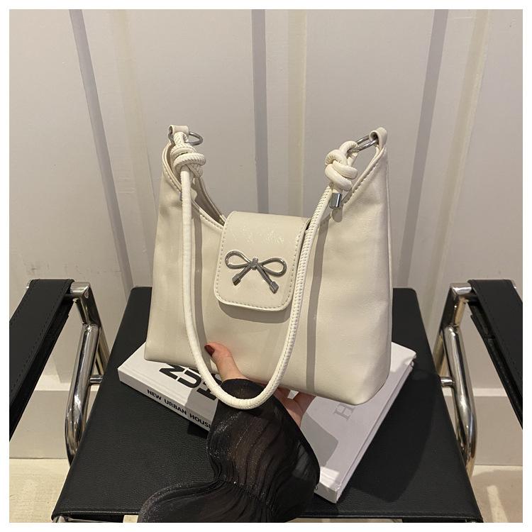 Texture Solid Color Large Capacity 2025 New Bow Summer Casual Fashion Single Shoulder Underarm Crossbody Women's Big Bag
