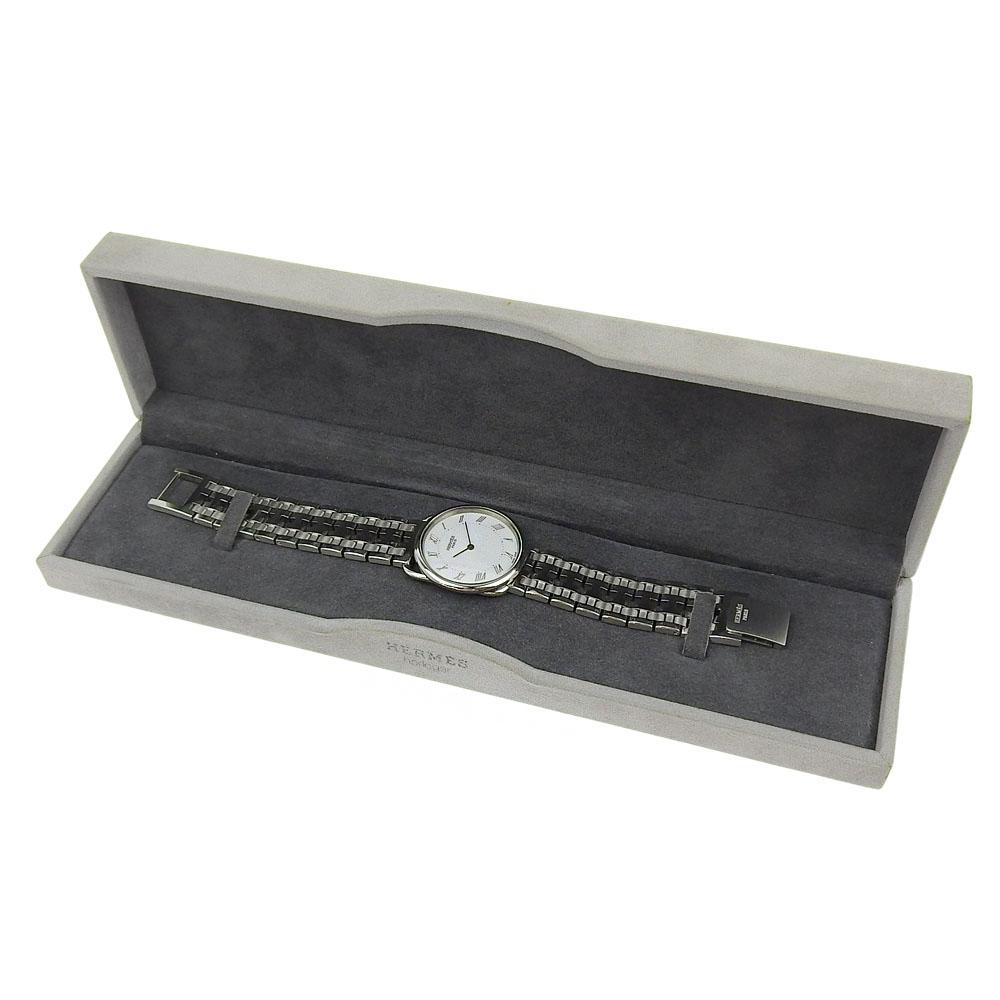 HERMES Arceau Watches whiteDial Stainless Steel Quartz Analog display mens Used