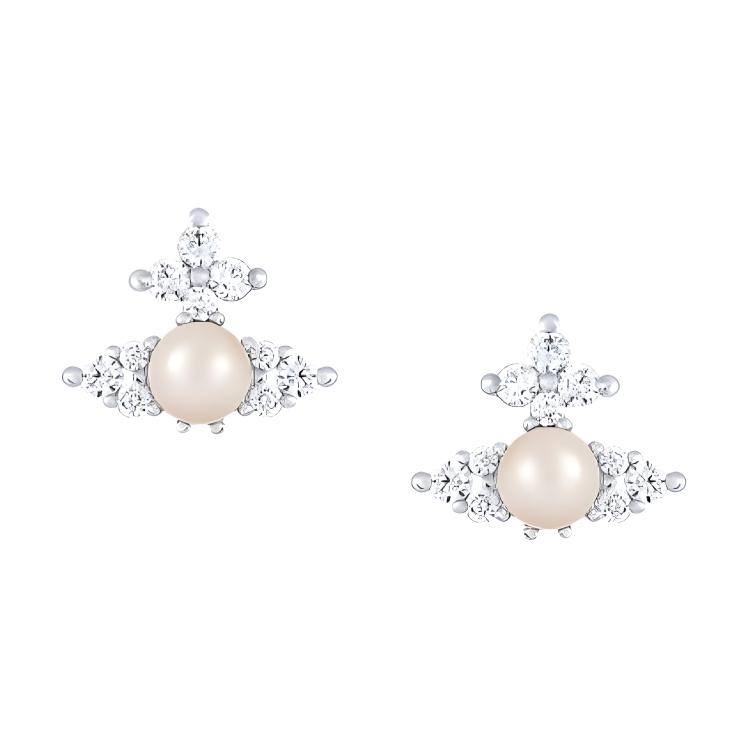 

Vivienne Westwood Feodora Solid Color Saturn Design Pearl Decorated Brass Earrings Women earrings Silver 8050889777670 Basic Packaging-Dust Bag+Box