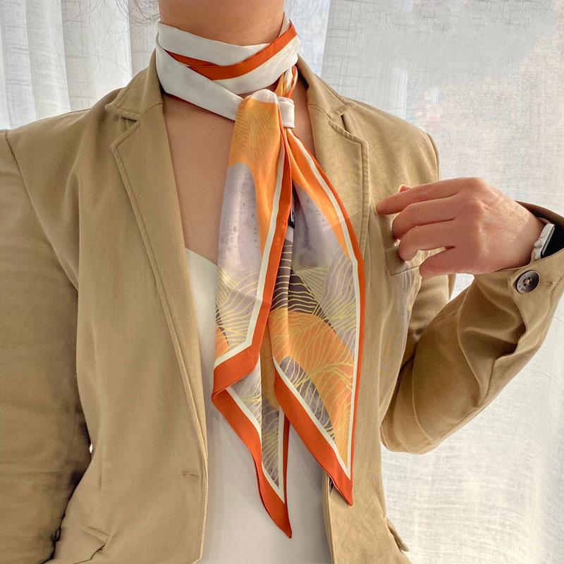 Luxury Long Silk Scarf Bag Tie Lady Neck Skinny Scarves Hairband Foulard Horse Print Brand Women Neckerchief Ribbon