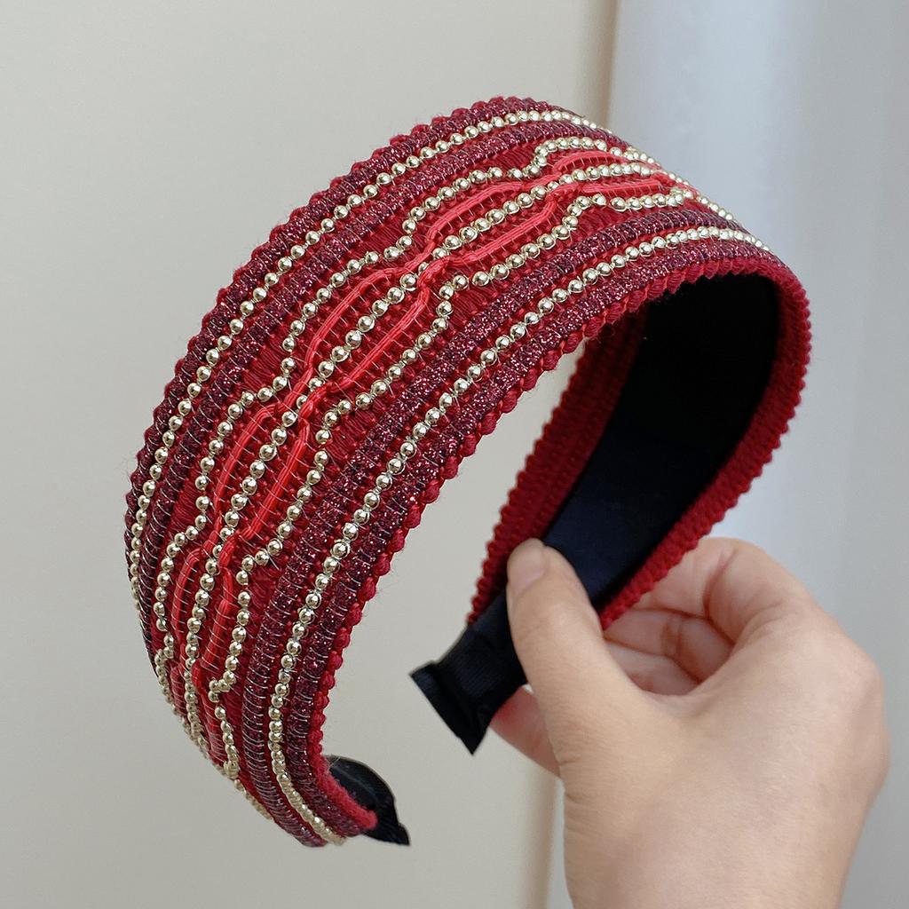 New Retro Wide-brimmed Headband Women's Premium Baroque European and American Style Chain Woven Headband Hair Accessories