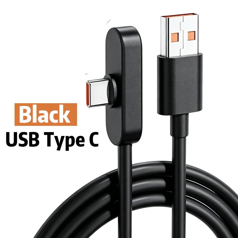 100W Fast Charging Type-C Right Angle Data Cable Silicone USB A To C Wire Cord for Samsung Xiaomi POCO Huawei Honor Android