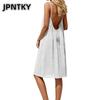 JPNTKY Mode Sommer Frühling Einfarbiger Druck Ärmellose Freizeitkleider