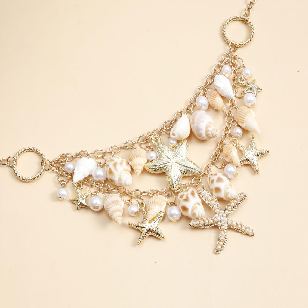 Bohemian Sommer Strand Muschel Hüftkette. Strandurlaub Imitation Edler Meeresstern Meerschnecke Anhänger Körperkette