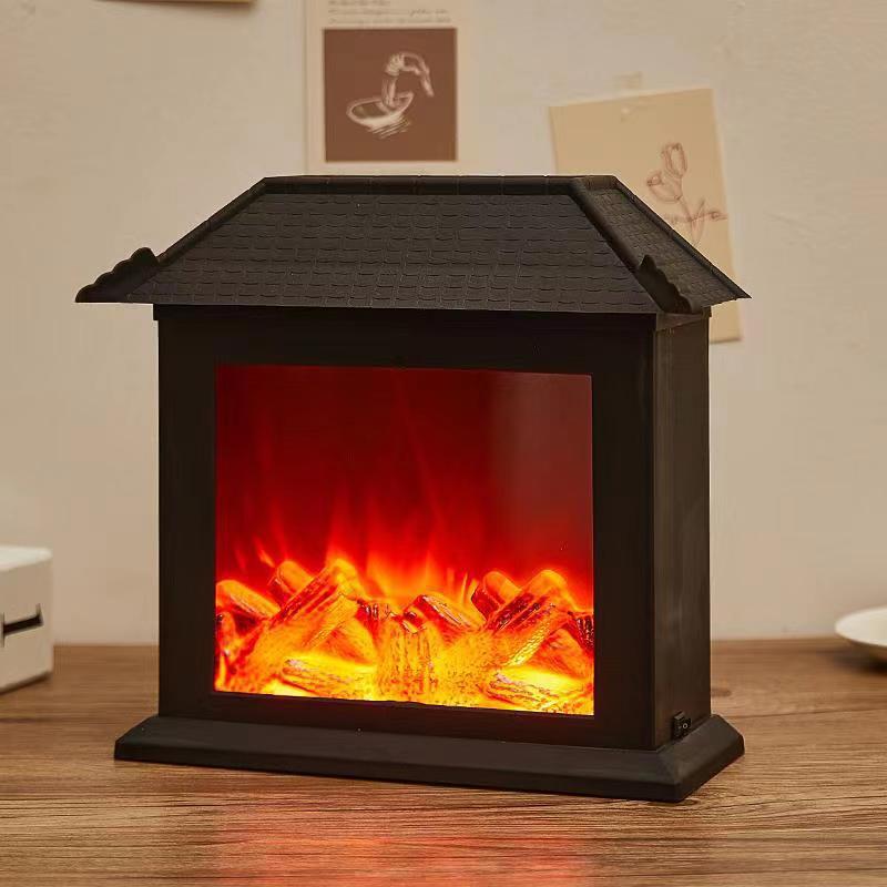 

Ретро светодиодный световой короб с пламенем: Переносной каминный светильник для создания атмосферы Хэллоуина и украшения комнаты