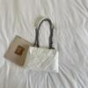 Quilted Leather Shoulder Bag with Chain Strap Metal Clasp Flap Closure Casual Tote Purse for Women Daily