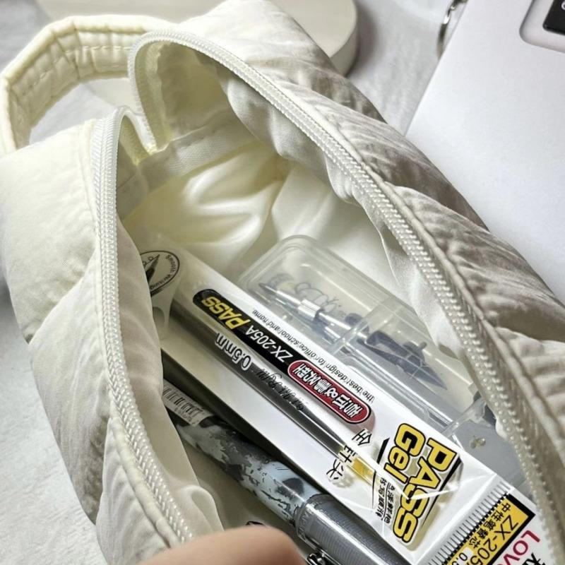 Cream Pencil Case Ins Solid Color Simple High Beauty Girl Heart Large Capacity Student Stationery Storage